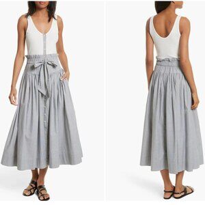 Rebecca Taylor La Vie Knit Poplin Stripe Midi Dress Sleeveless Women's Medium